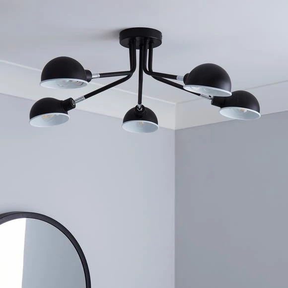 Cheap ⌛ Elements Borr 5 Light Black Ceiling Fitting ✔️ - Image 2