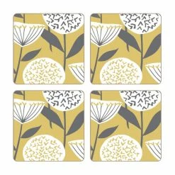 Outlet ❤️ Set of 4 Elements Emmott Ochre Coasters 👍