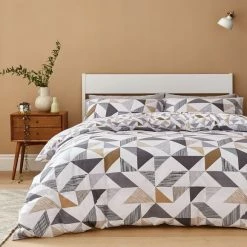 Best reviews of π Elements Elements Bako Reversible Geometric Natural Duvet Cover and Pillowcase Set π