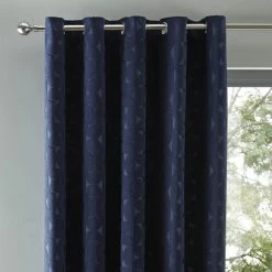 Brand new 🎁 Elements Elements Sten Geometric Velour Navy Eyelet Curtains 💯