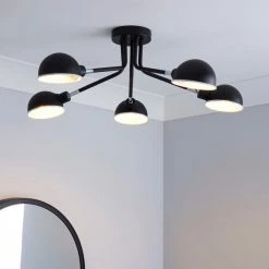 Cheap ⌛ Elements Borr 5 Light Black Ceiling Fitting ✔️