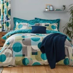 Hot Sale 🌟 Elements Elements Oscar Reversible Blue Duvet Cover and Pillowcase Set ❤️