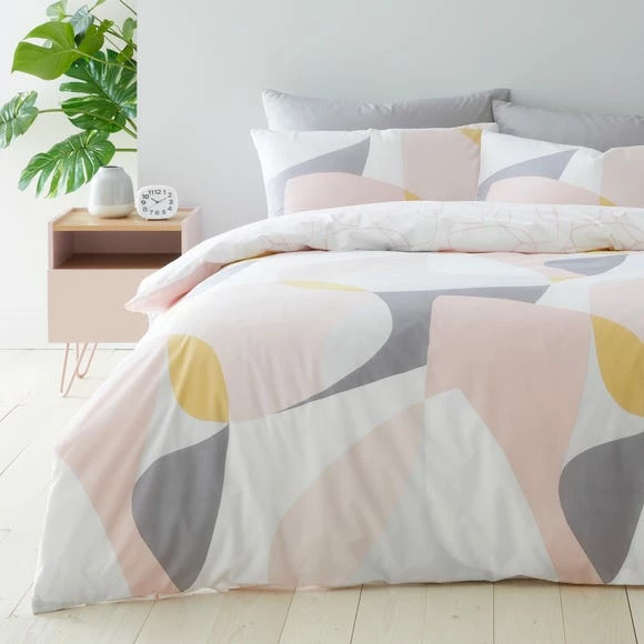 Discount β Elements Elements Paco Blush Reversible Duvet Cover and Pillowcase Set π―