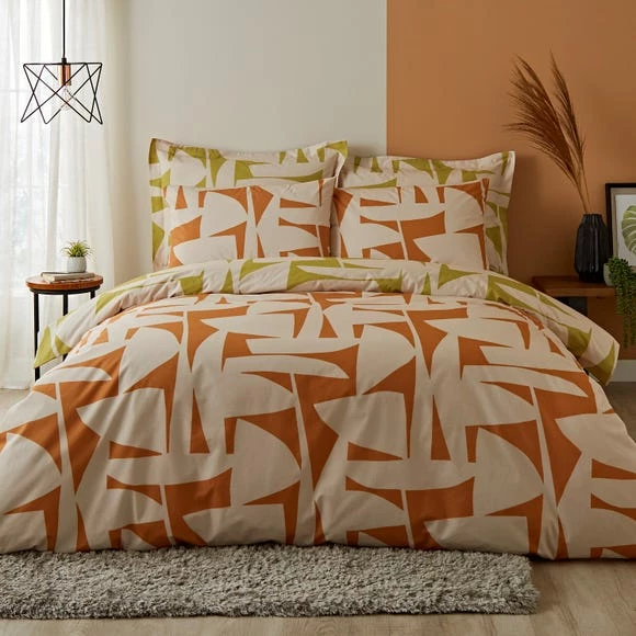 New βοΈ Elements Elements Klipp Orange Duvet Cover and Pillowcase Set π
