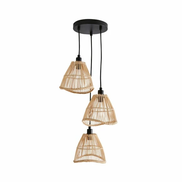 Best Sale β Elements Elements Jaula 3 Light Rattan Cluster Fitting π - Image 5