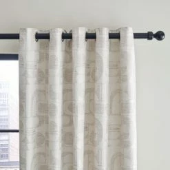 Discount 👏 Elements Elements Curves Jacquard Sandstone Eyelet Curtains 🔔