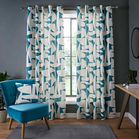 Best deal π Elements Elements Klipp Teal Eyelet Curtains π - Image 2