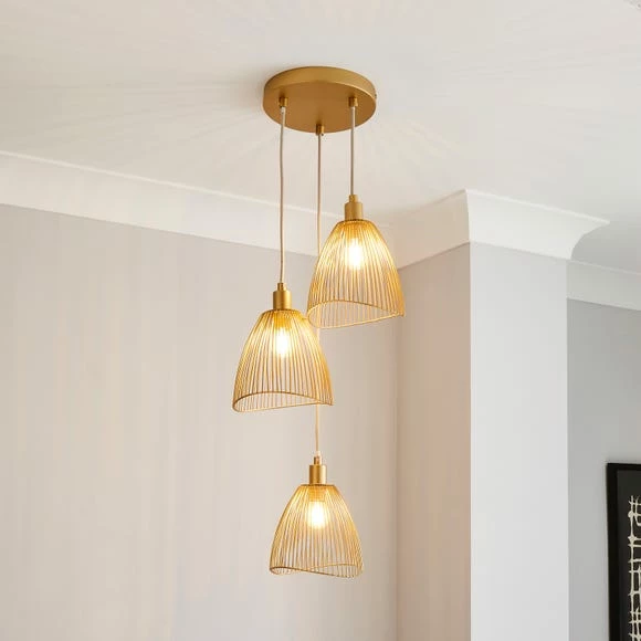Buy β€οΈ Elements Elements Jaula Gold 3 Light Cluster Ceiling Fitting π₯°