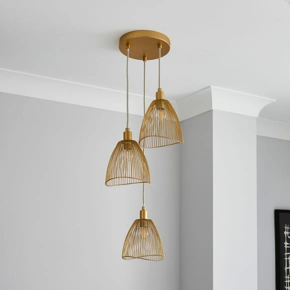 Buy β€οΈ Elements Elements Jaula Gold 3 Light Cluster Ceiling Fitting π₯° - Image 2