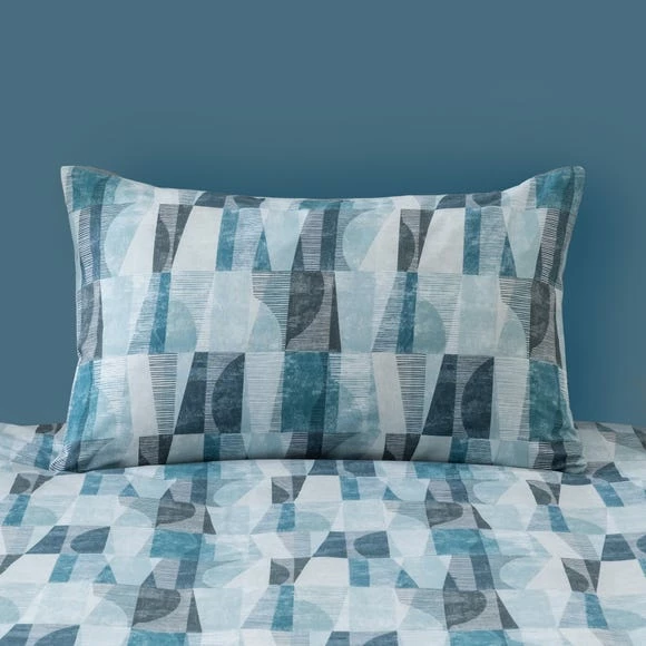 Buy 𧨠Elements Elements Iver Geo Teal Duvet Cover and Pillowcase Set π - Image 5