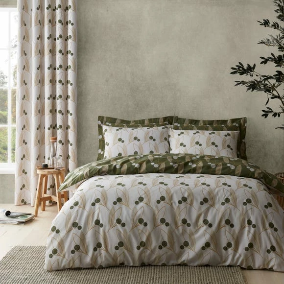 New π Elements Elements Leaf Olive Duvet Cover and Pillowcase Set π - Image 2